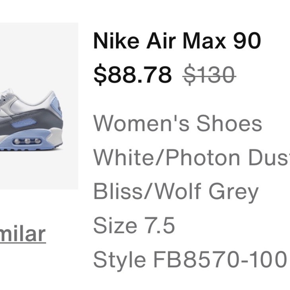 Nike Air Max 90 Women's Sneakers - White, Gray & Light Blue